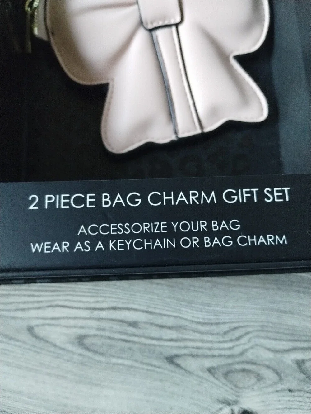 XIIX Two Piece Bag Charm Set Pink Bear And Bow Pouch